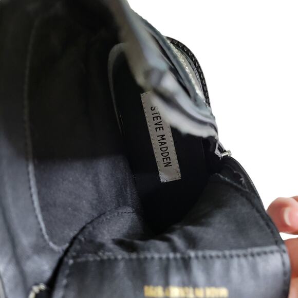 Steve Madden Captain Biker Combat Boots with Leather Straps/ Bling Size 5.5 - Picture 10 of 10